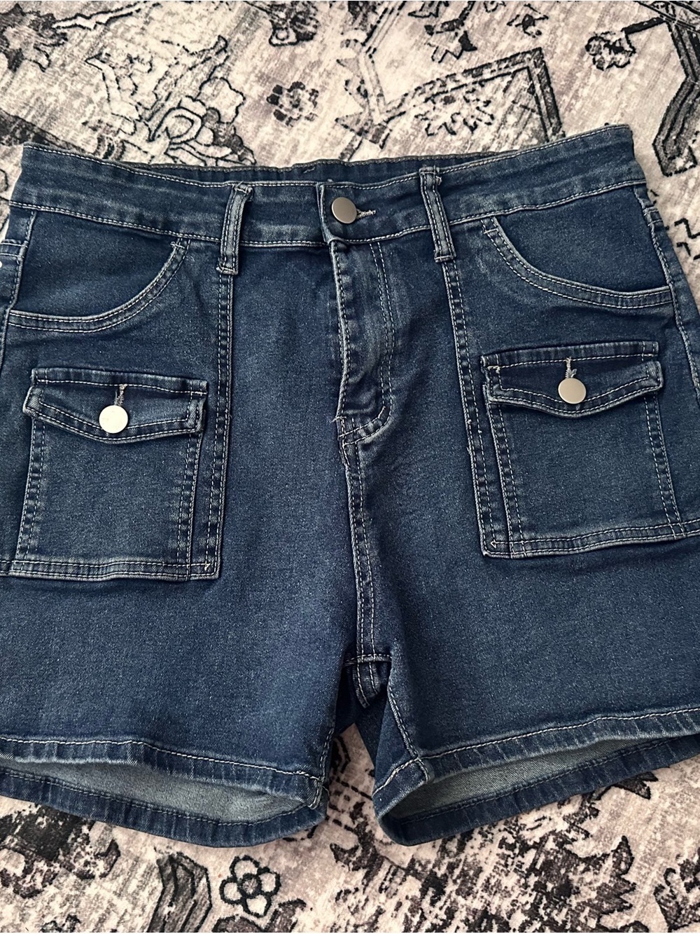 Dark Blue Denim Cargo Pocket Women's Shorts